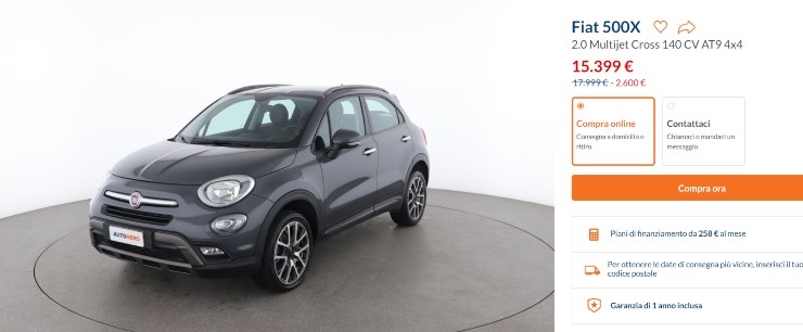 FIAT 500X auto usata mercato occasione 10 mila Euro