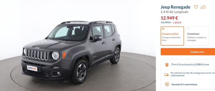 Jeep Renegade occasione auto usata costo 50% sconto