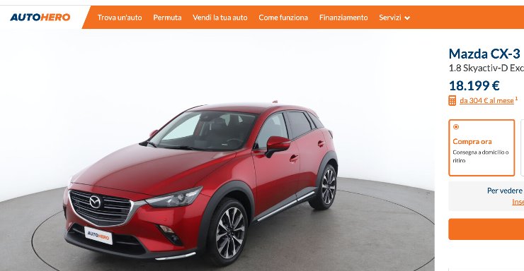 Mazda CX3 offerta vendita Autohero