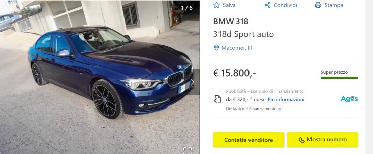 BMW 318 FIAT occasione auto sogno usata prezzo