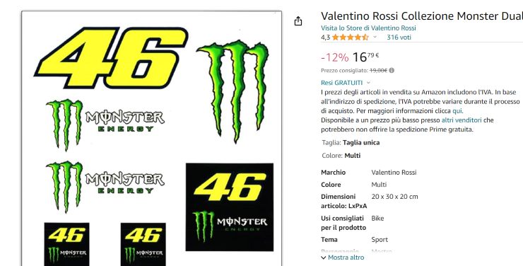 Valentino Rossi moto kit adesivi novità miglioramento clienti