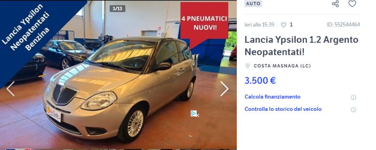 Lancia Ypsilon Italia occasione prezzo usata vanatggio