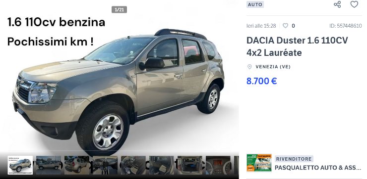 Dacia Duster occasione prezzo