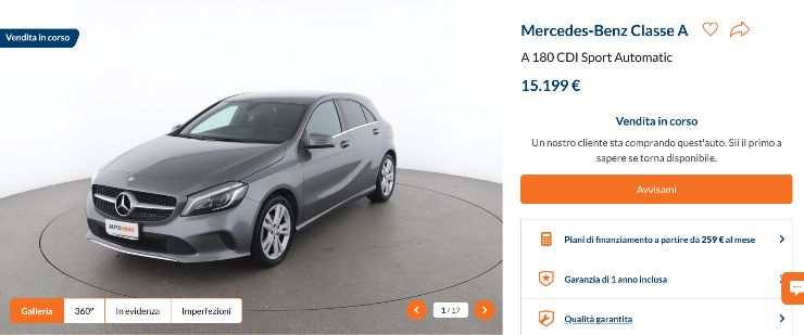 Mercedes Classe A usata offerta