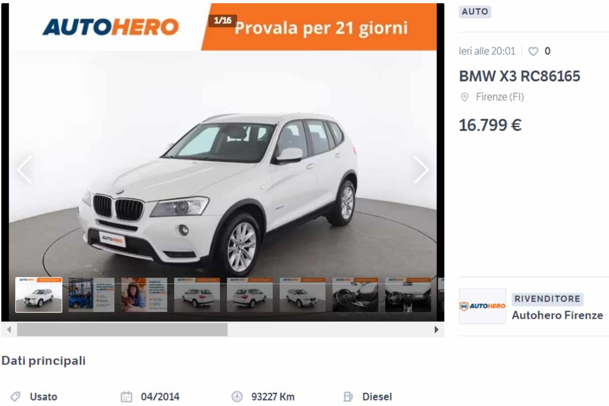 bmwx3 seconda mano prezzo