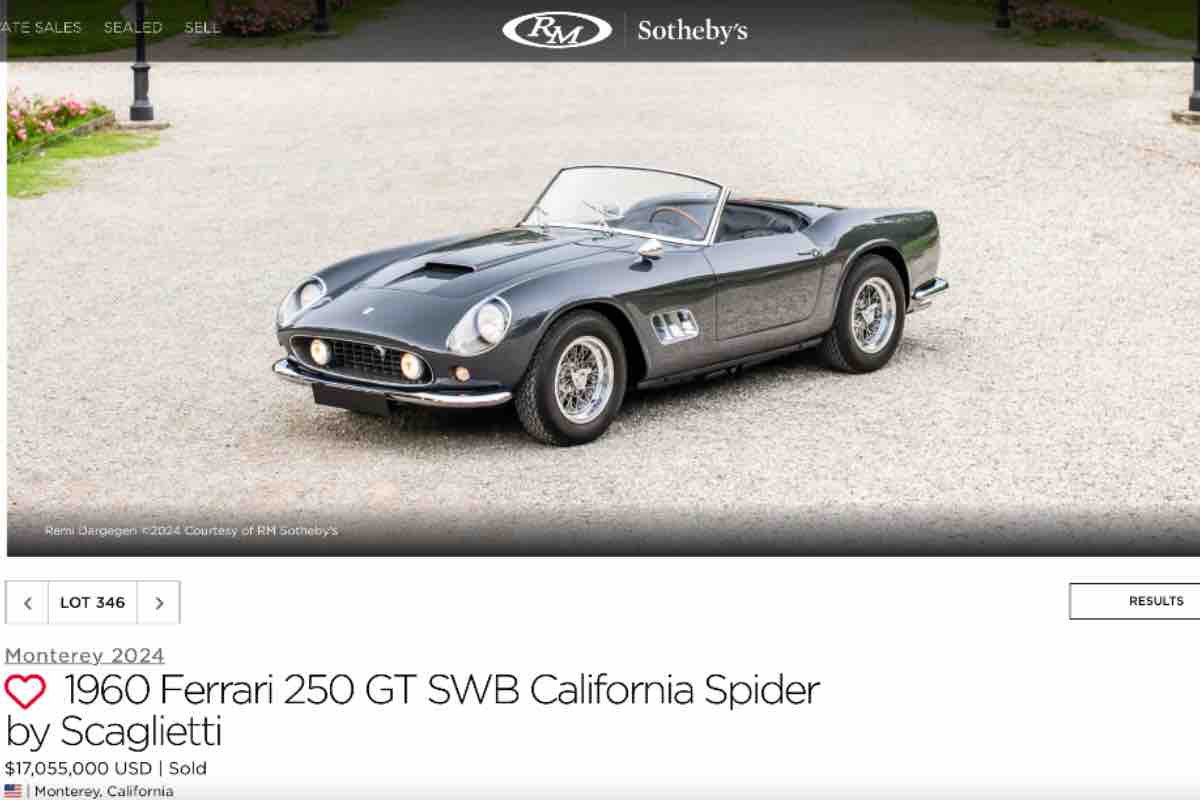 Ferrari 250 GT SWB California Spider asta costo