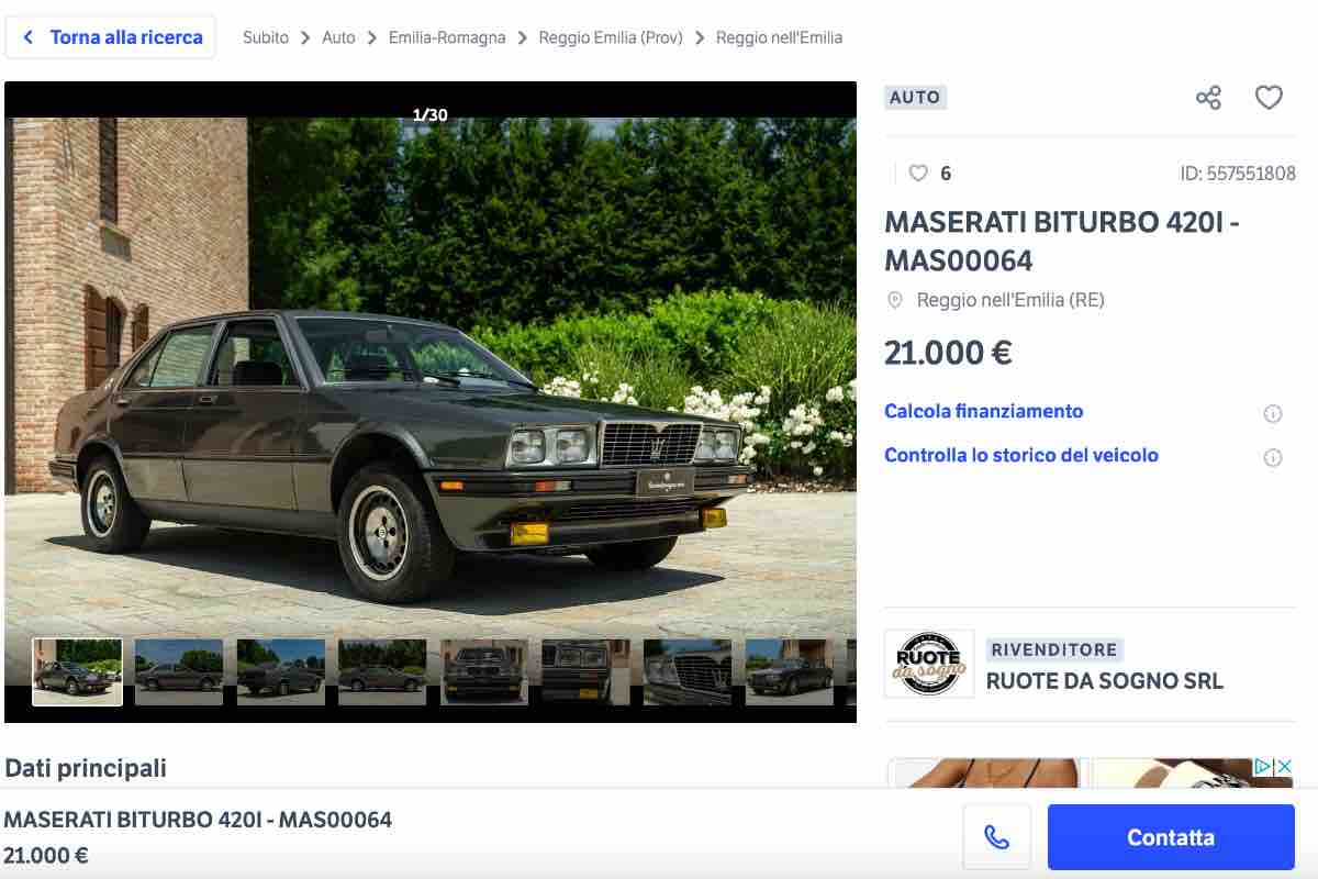 Maserati Biturbo modello offerta