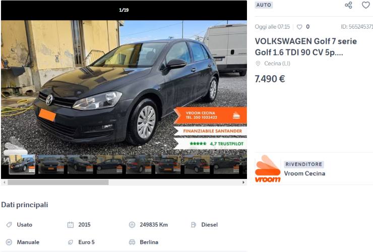 VW Golf in offerta